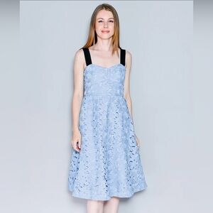 J Crew Elegant Blue Lace Sleeveless sweetheart midi dress in lace